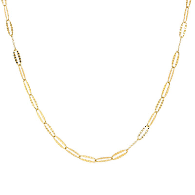 18ct Yellow Gold Navette Chain-Necklace-Walker & Hall
