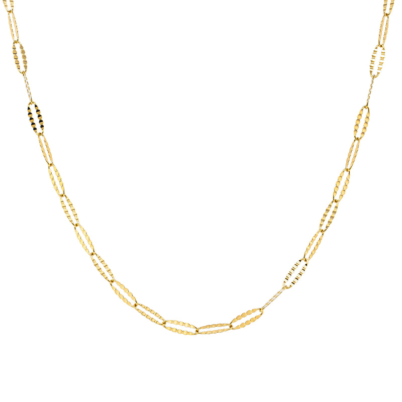 18ct Yellow Gold Navette Chain-Necklace-Walker & Hall