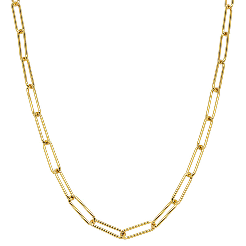 9ct Yellow Gold Paperclip Link Chain - Necklace - Walker & Hall