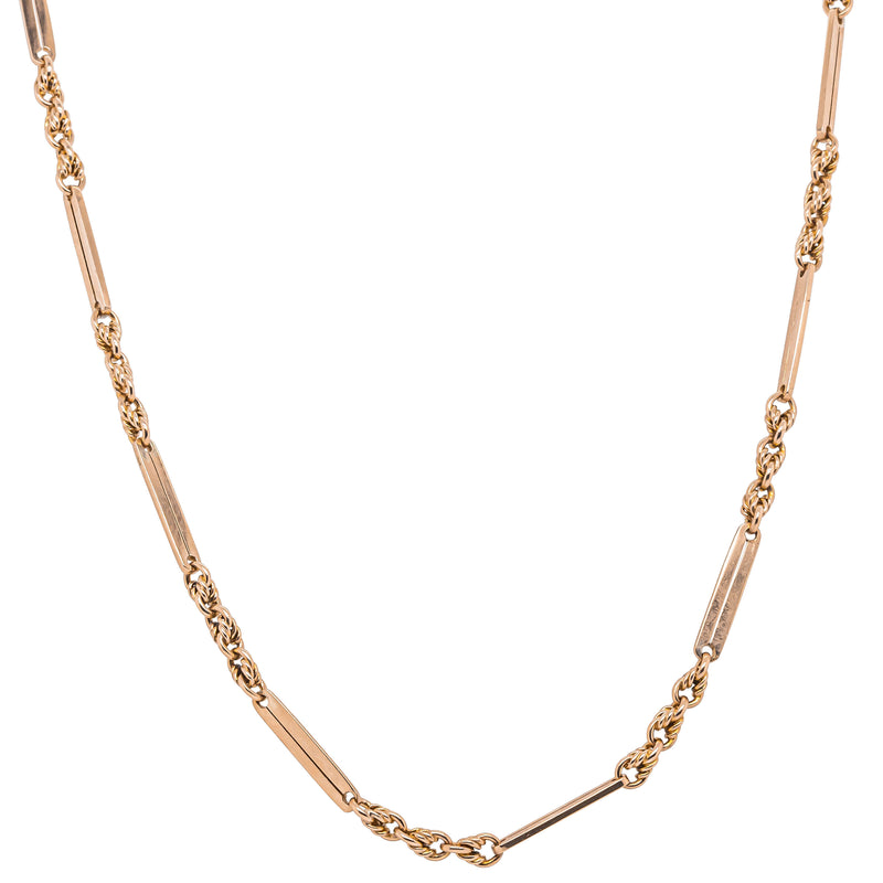 Vintage 9ct Rose Gold Bar Twist Necklace 60cm - Necklace - Walker & Hall