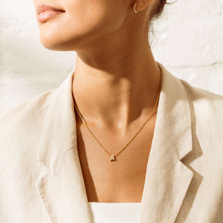 9ct Yellow Gold Noted Letter - Necklace - Walker & Hall