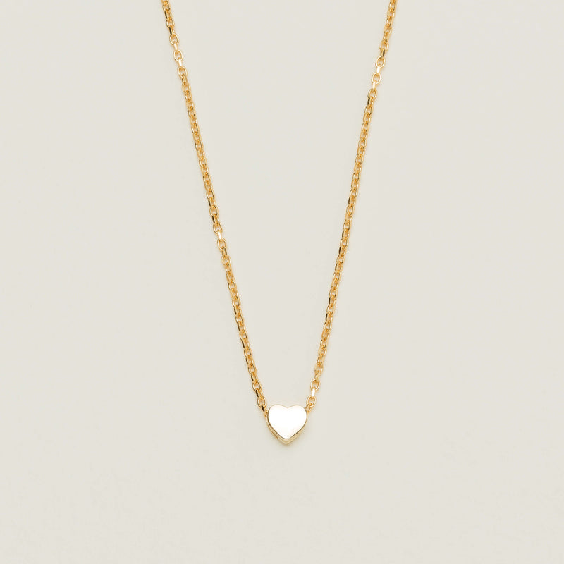 9ct Yellow Gold Noted Heart Charm - Necklace - Walker & Hall