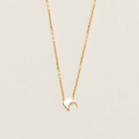 9ct Yellow Gold Noted Kiwi with Diamond Eyes Charm - Necklace - Walker & Hall