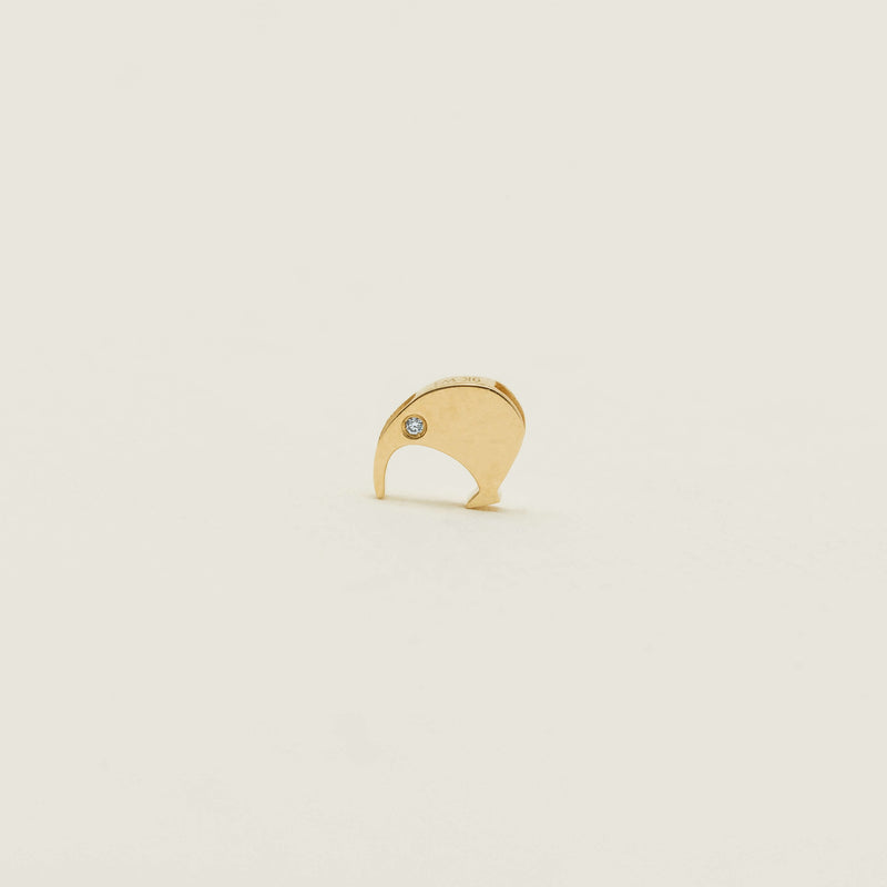 9ct Yellow Gold Noted Kiwi with Diamond Eyes Charm - Necklace - Walker & Hall