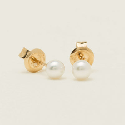 9ct Yellow Gold Akoya Pearl Studs - 4mm - Earrings - Walker & Hall