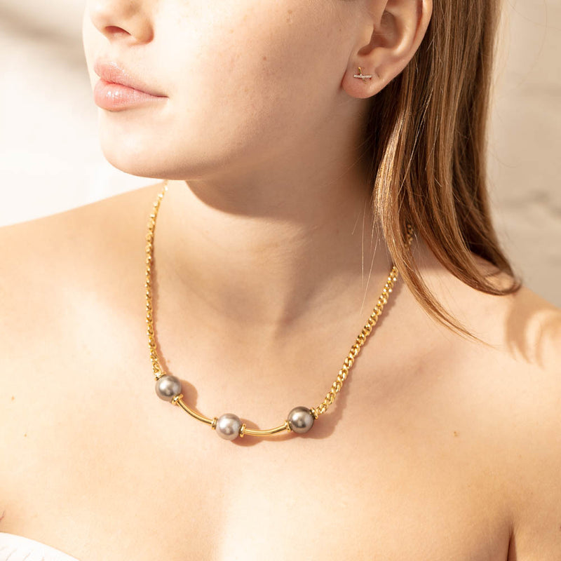 Deja Vu 18ct Yellow Gold Tahitian Pearl Necklace-Necklace-Walker & Hall