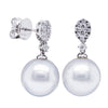 18ct White Gold South Sea Pearl & Diamond Earrings-Earrings-Walker & Hall
