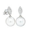 18ct White Gold South Sea Pearl & Diamond Earrings-Earrings-Walker & Hall