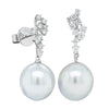 18ct White Gold South Sea Pearl & Diamond Earrings-Earrings-Walker & Hall