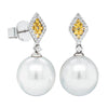 18ct White Gold South Sea Pearl & Diamond Earrings-Earrings-Walker & Hall