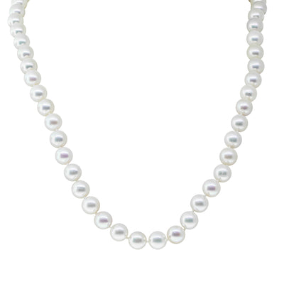 14ct Yellow Gold Akoya Pearl Strand With Sapphire Set Clasp-Necklace-Walker & Hall