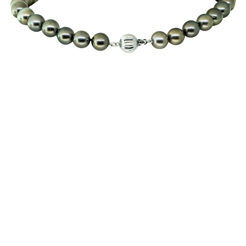 18ct Yellow Gold Cultured Black Pearl Necklace-Necklace-Walker & Hall