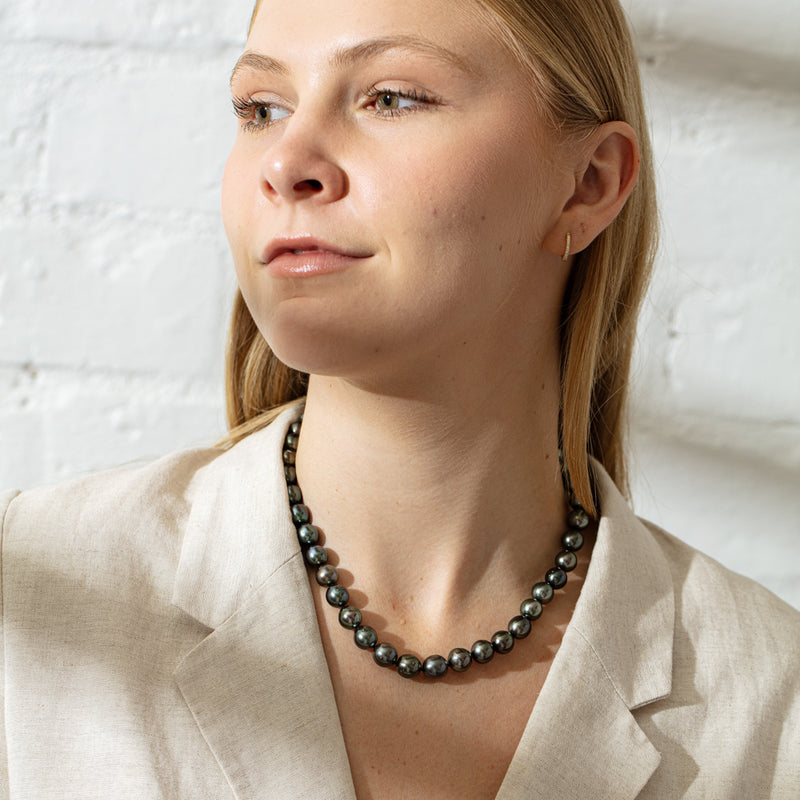 18ct White Gold Cultured Black Pearl Necklace-Necklace-Walker & Hall