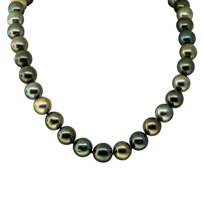 18ct Yellow Gold Cultured Black Pearl Necklace-Necklace-Walker & Hall