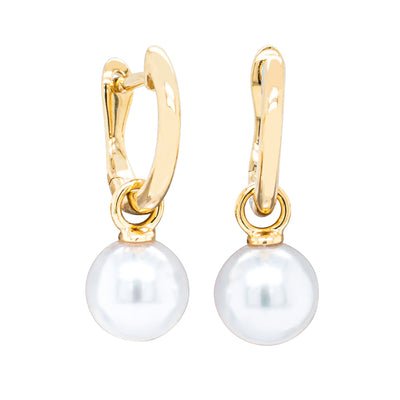 18ct Yellow Gold Cosy Earrings With Akoya Pearls-Earrings-Walker & Hall