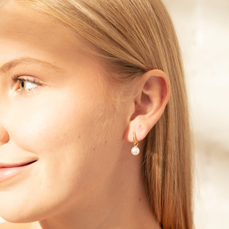 18ct Yellow Gold Cosy Earrings With Akoya Pearls-Earrings-Walker & Hall