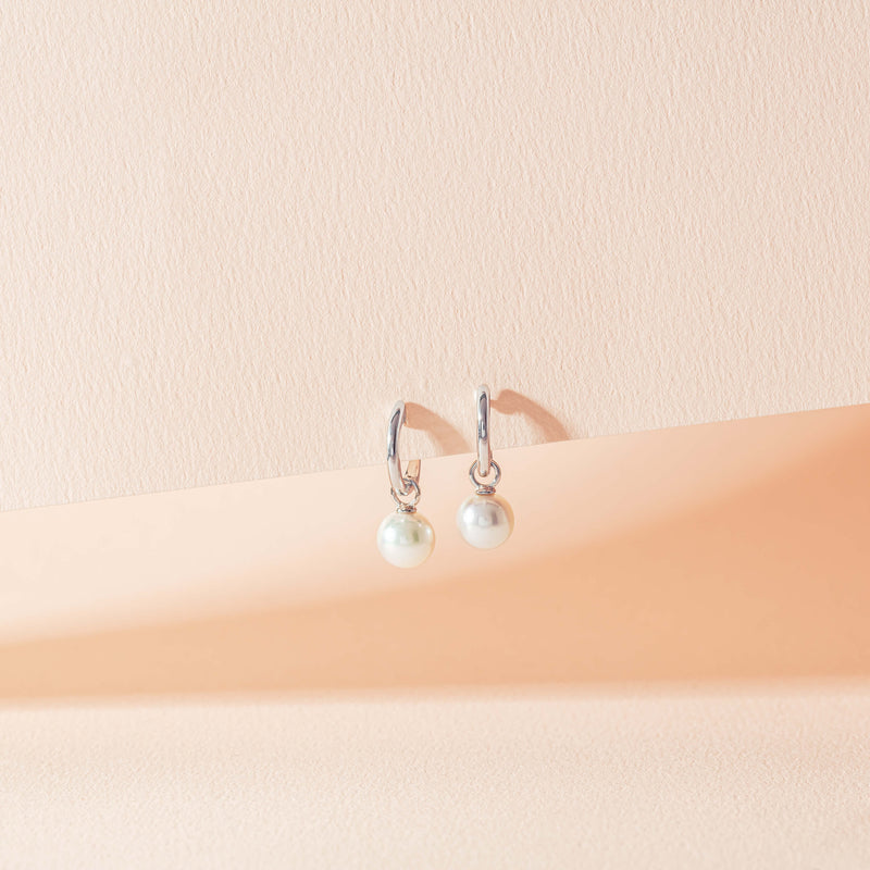 18ct White Gold Cosy Earrings With Akoya Pearls-Earrings-Walker & Hall