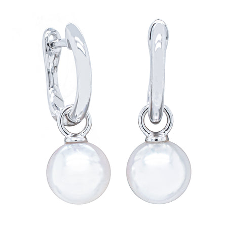 18ct White Gold Cosy Earrings With Akoya Pearls-Earrings-Walker & Hall