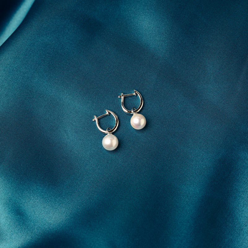 18ct White Gold Cosy Earrings With Akoya Pearls-Earrings-Walker & Hall