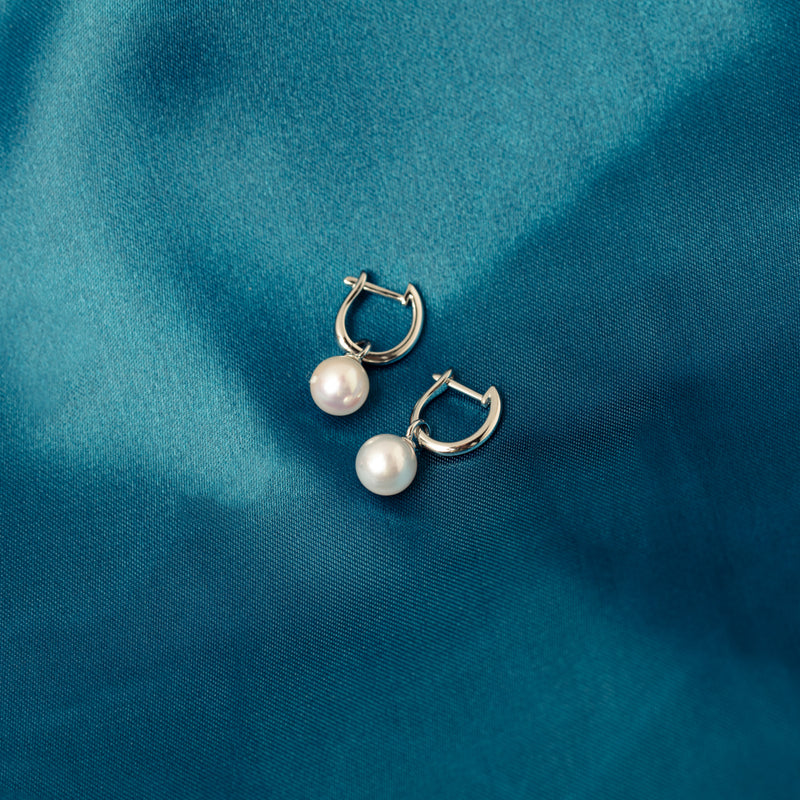 18ct White Gold Cosy Earrings With Akoya Pearls-Earrings-Walker & Hall