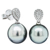 18ct White Gold Black Pearl & Diamond Aegean Earrings-Earrings-Walker & Hall