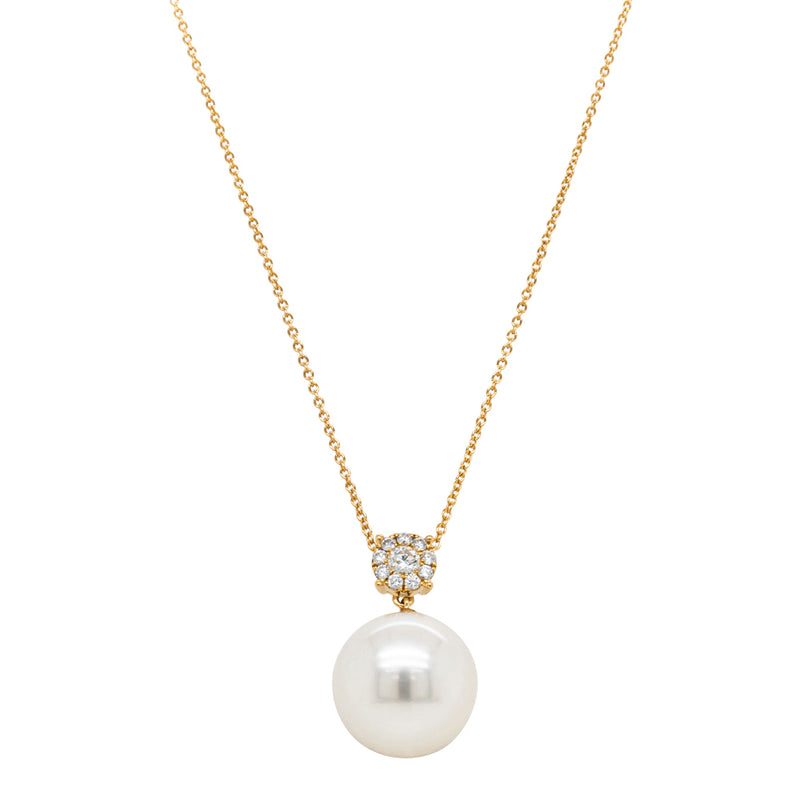 18ct Yellow Gold South Sea Pearl & Diamond Galaxy Pendant-Necklace-Walker & Hall