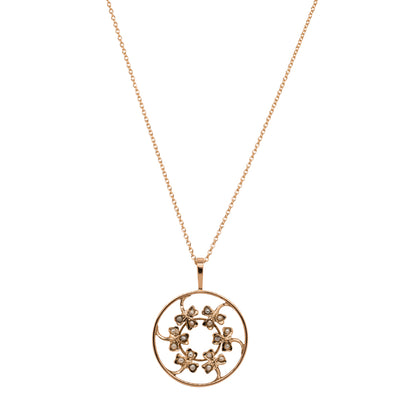 Vintage 9ct Rose Gold Seed Pearl Clover Pendant-Necklace-Walker & Hall