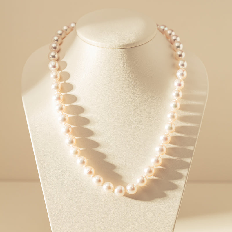 9ct White Gold Akoya Pearl Strand-Necklace-Walker & Hall