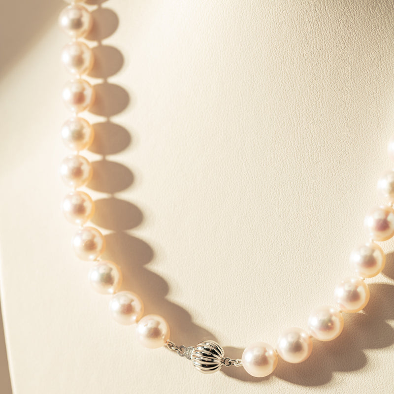 9ct White Gold Akoya Pearl Strand-Necklace-Walker & Hall