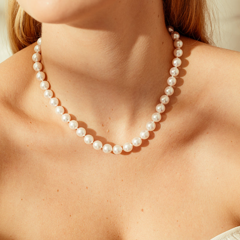 9ct White Gold Akoya Pearl Strand-Necklace-Walker & Hall