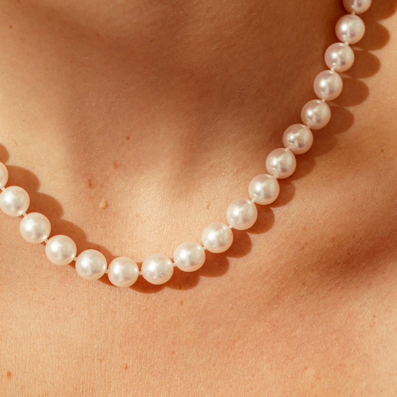 9ct White Gold Akoya Pearl Strand-Necklace-Walker & Hall