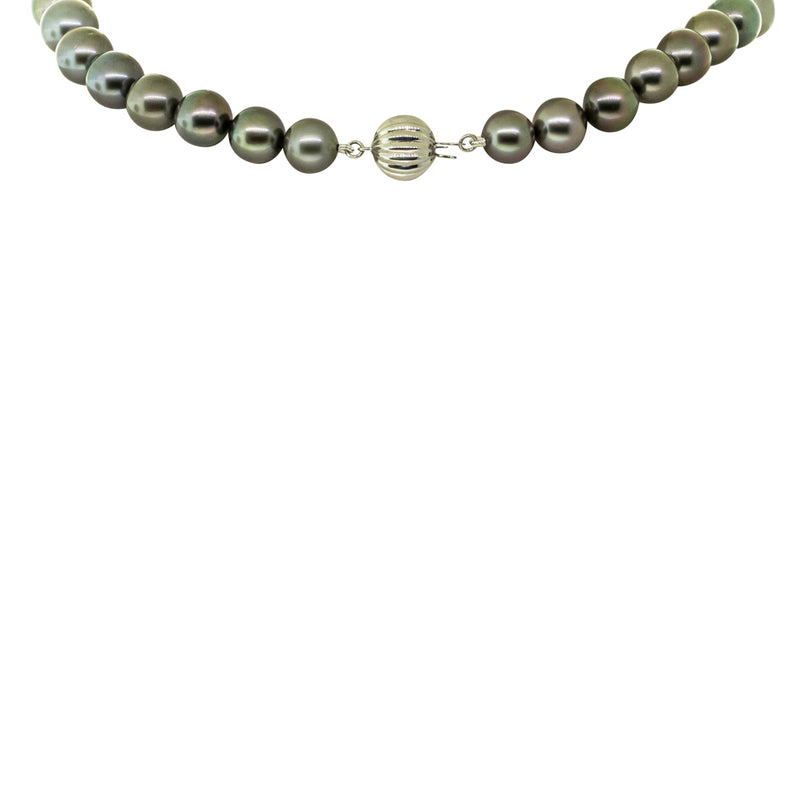 9ct White Gold Tahitian Black Pearl Strand-Necklace-Walker & Hall