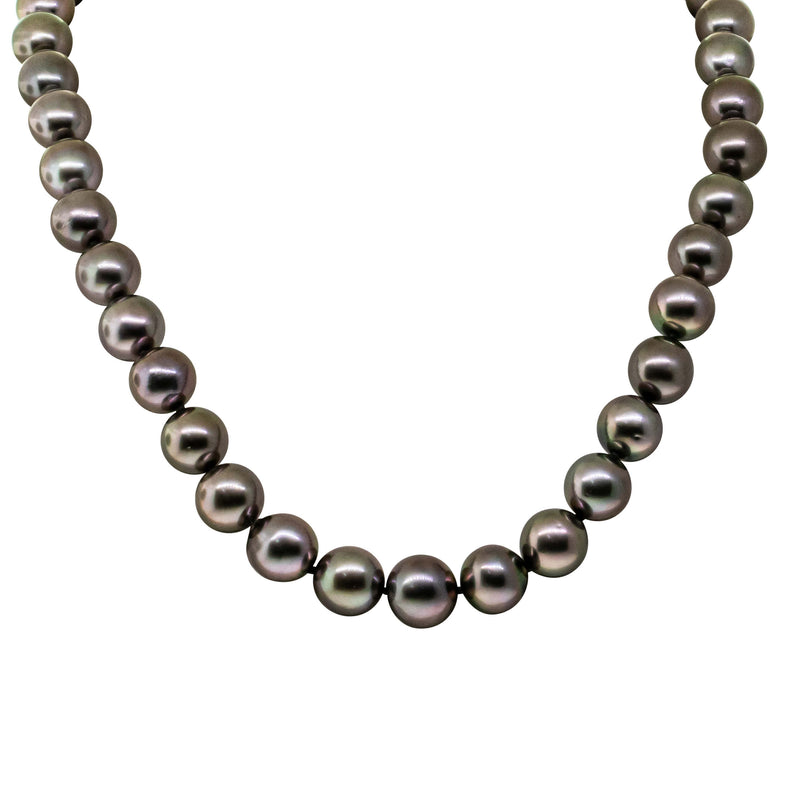 9ct White Gold Tahitian Black Pearl Strand-Necklace-Walker & Hall