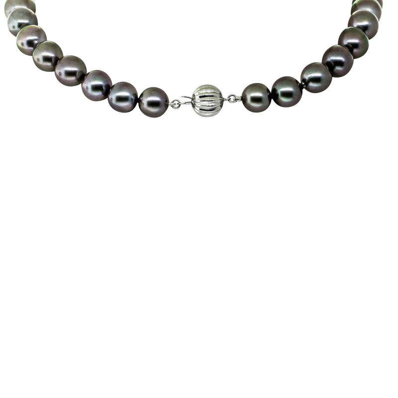 9ct White Gold Tahitian Black Pearl Strand-Necklace-Walker & Hall