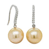 18ct White Gold South Sea Pearl & Diamond Earrings-Earrings-Walker & Hall