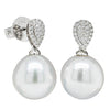 18ct White Gold 11.5mm South Sea Pearl & Diamond Aegean Earrings-Earrings-Walker & Hall