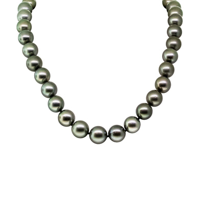 9ct White Gold Tahitian Black Pearl Strand-Necklace-Walker & Hall