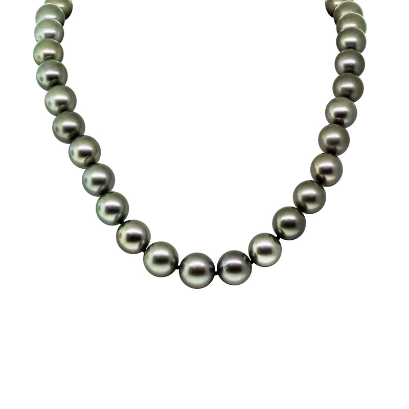 9ct White Gold Tahitian Black Pearl Strand-Necklace-Walker & Hall