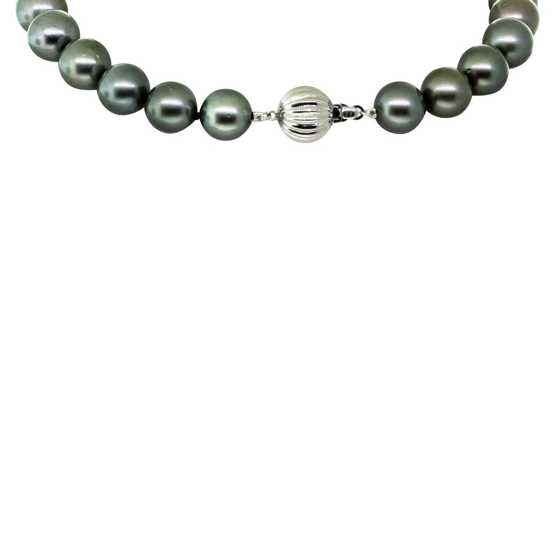 9ct White Gold Tahitian Black Pearl Strand-Necklace-Walker & Hall
