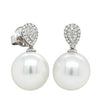 18ct White Gold 12.3mm South Sea Pearl & Diamond Aegean Earrings-Earrings-Walker & Hall