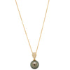 18ct Yellow Gold Black Pearl & Diamond Aegean Pendant-Necklace-Walker & Hall