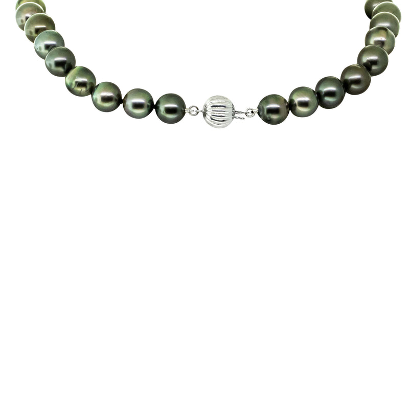 9ct White Gold Tahitian Black Pearl Strand-Necklace-Walker & Hall