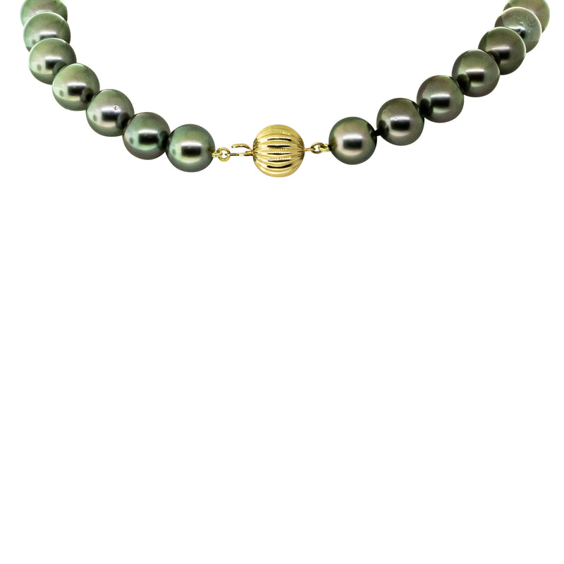 18ct Yellow Gold Tahitian Black Pearl Strand-Necklace-Walker & Hall