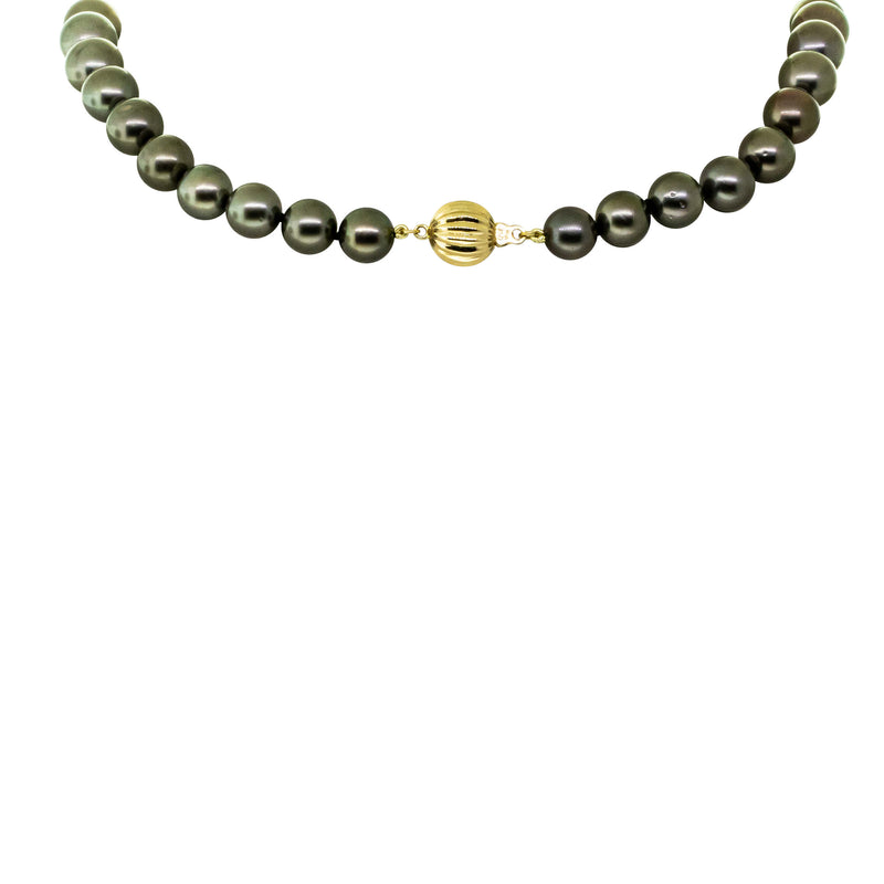 18ct Yellow Gold Tahitian Black Pearl Strand-Necklace-Walker & Hall