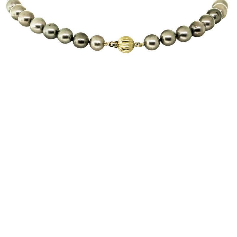 9ct Yellow Gold Tahitian Black Pearl Strand-Necklace-Walker & Hall