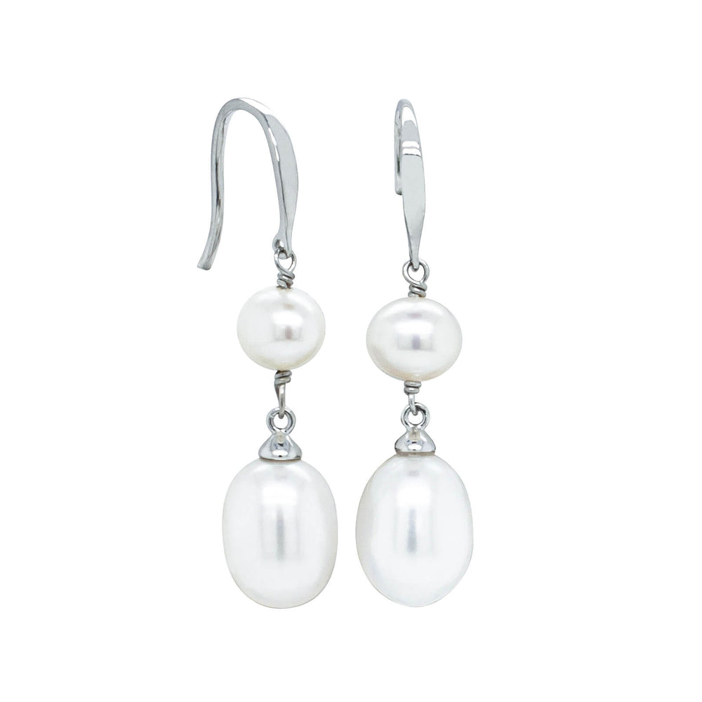 Sterling Silver Freshwater Pearl Rosie Earrings-Earrings-Walker & Hall