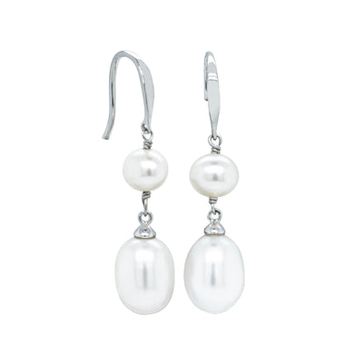 Sterling Silver Freshwater Pearl Rosie Earrings-Earrings-Walker & Hall
