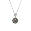 18ct White Gold 13mm Tahitian Pearl & Diamond Aegean Pendant-Necklace-Walker & Hall