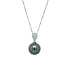 18ct White Gold 13.6mm Tahitian Pearl & Diamond Aegean Pendant-Necklace-Walker & Hall