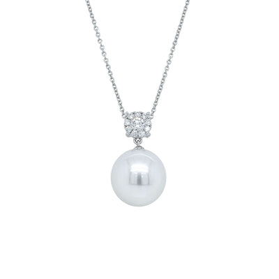 18ct White Gold 13.4mm South Sea Pearl & Diamond Galaxy Necklace-Necklace-Walker & Hall